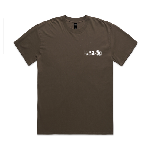 heavy faded 'LUNA-TIC' brown
